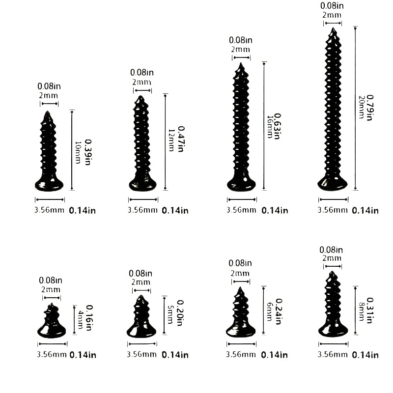 400/800 M2 zwarte kruiskopschroeven sorteerset, borgschroeven en houtschroeven