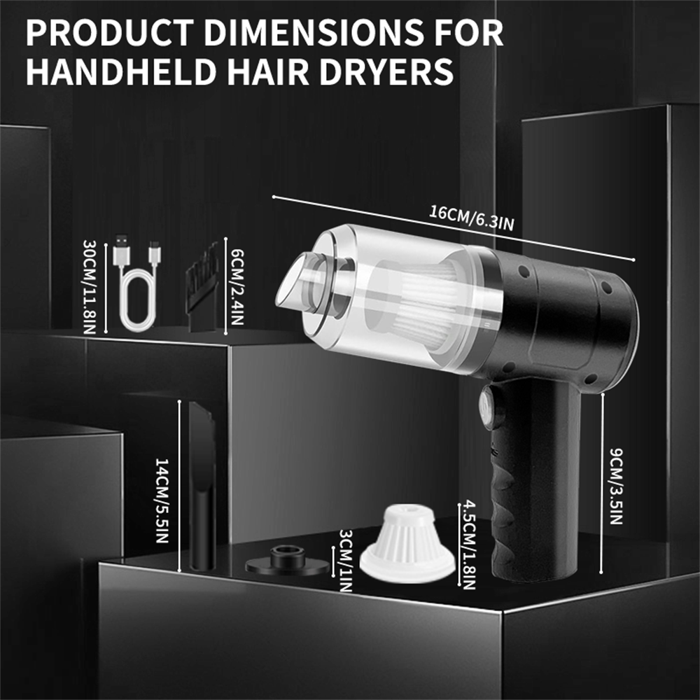 15000PA Compressed Air Dust Collector Handheld Vacuum Cordless High Power, Car Vacuum Cleaner Hairdryer Mini Portable