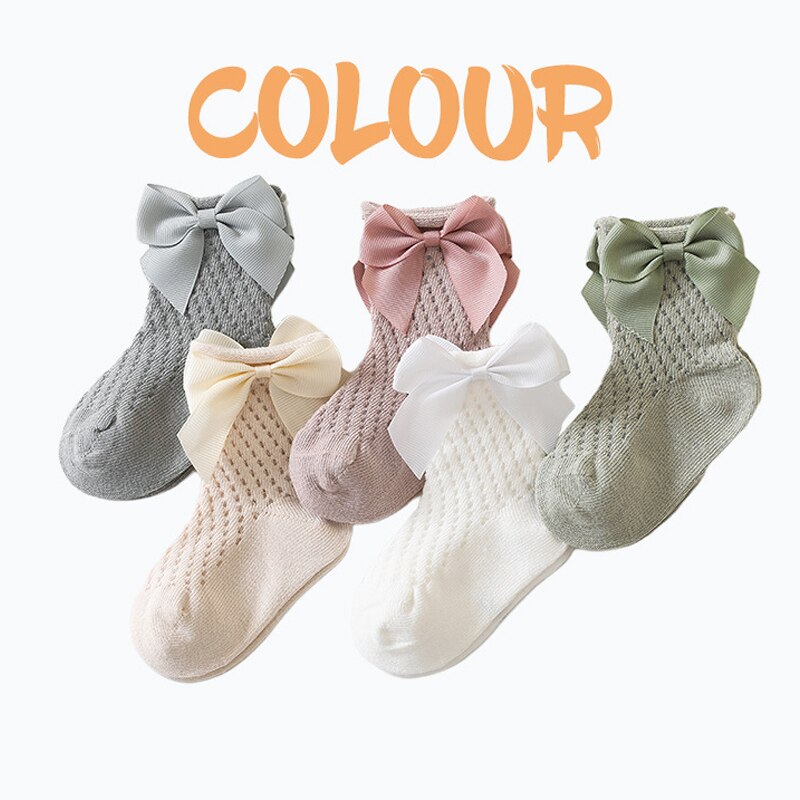 COBCO Marka małe dzieci dziewczyny skarpetki kokardka dla dzieci skarpety letnie dzieci siatka bawełna siatka hiszpańnarty styl dzieci 0-5 lat oddychające skarpety