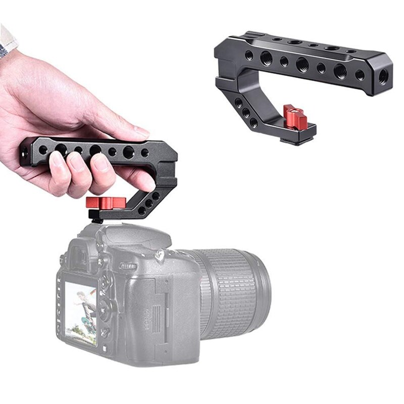 Jabs Universele Dslr Camera Rig Hand Grip Camera Top Koude Schoen Mount 1/4 Inch &amp; 3/8 Inch Gaten Aluminium camera Handvat