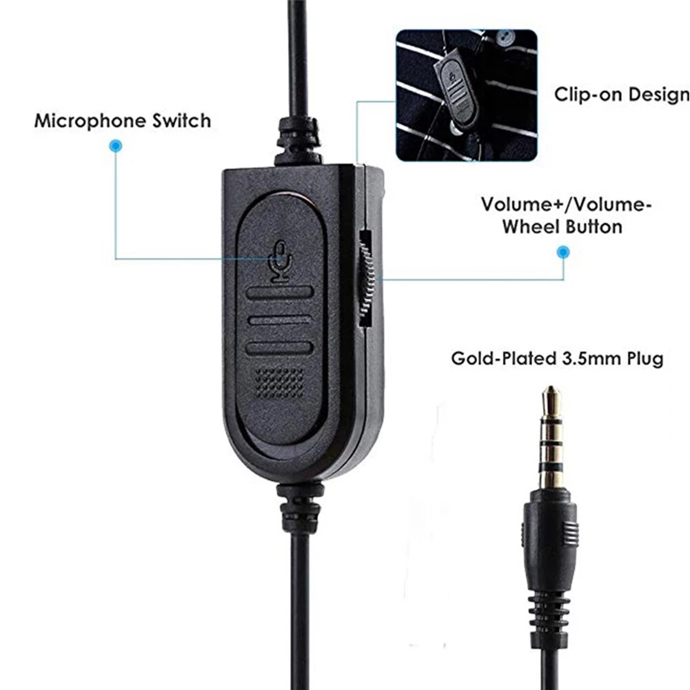 3.5mm Gaming Headset Noise Reduction Surround Sound Stereo PS5 PS4 Wired Earphone with Mic for Laptop Tablet Smart Phone Black