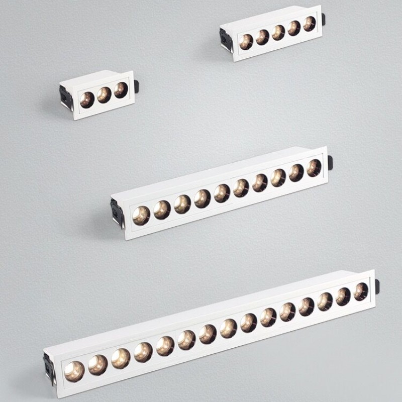 Dimbar led-downlight spotlight 6w 10w 20w 30w linjers lysstang lineær lang stripe stue korridorlampe innfelt