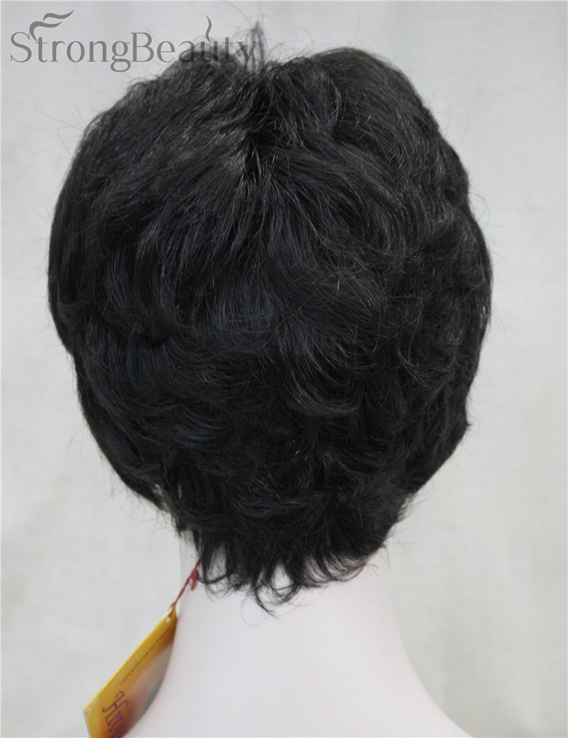 Sterke Beauty Synthetische Klassieke Korte Krullend Natuurlijke Blonde Bruine Pruiken Capless Vrouwen Pruik: 2
