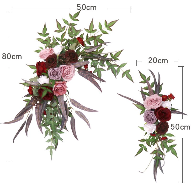 Guirlande artificielle pour arc de mariage, 2 pièces/ensemble, accessoires, carte de bienvenue, décor de panneau mural Floral, Arrangement de rangée de fleurs, exposition de fenêtre: 09-10