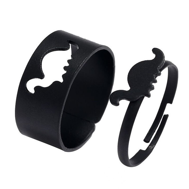 Bague ouverte en forme de dinosaure pour femmes, 2 pièces/ensemble, Simple, ajustable, bijoux de Couple, ,
