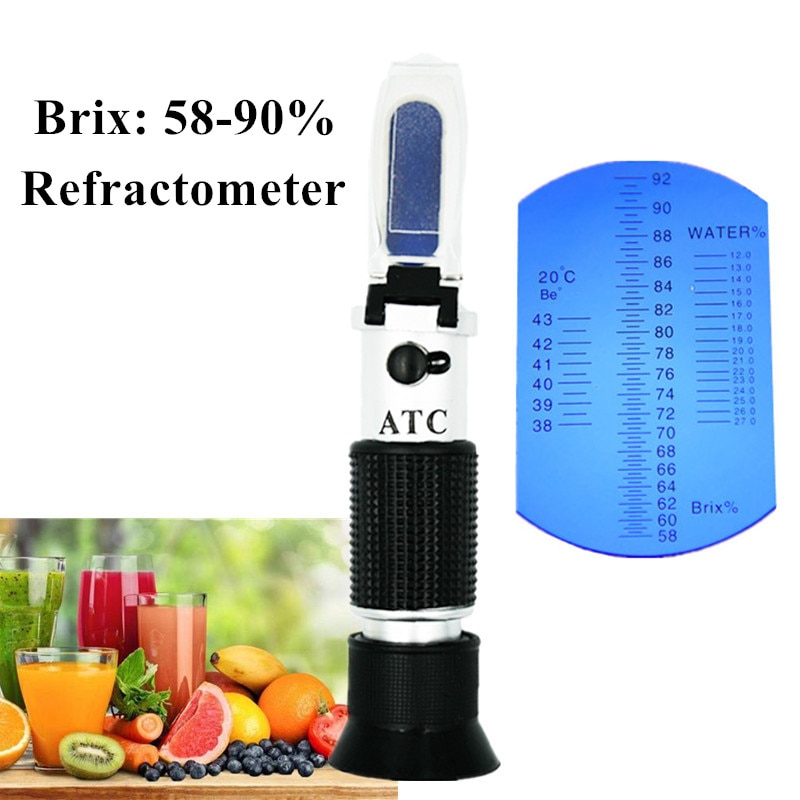 Hoge Concentratie Brix 3 In 1 58% ~ 92% Honing Refractometer Bijen Suiker Voedsel Water Atc Meting Tool Met Retail box 40% Off