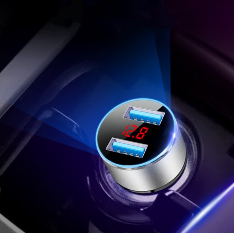 Enchufe de mechero para coche con USB Dual de 3,1a, 12-24V, adaptador rápido con estilo para coche, cargador de coche, alimentación de 2 puertos con pantalla LCD
