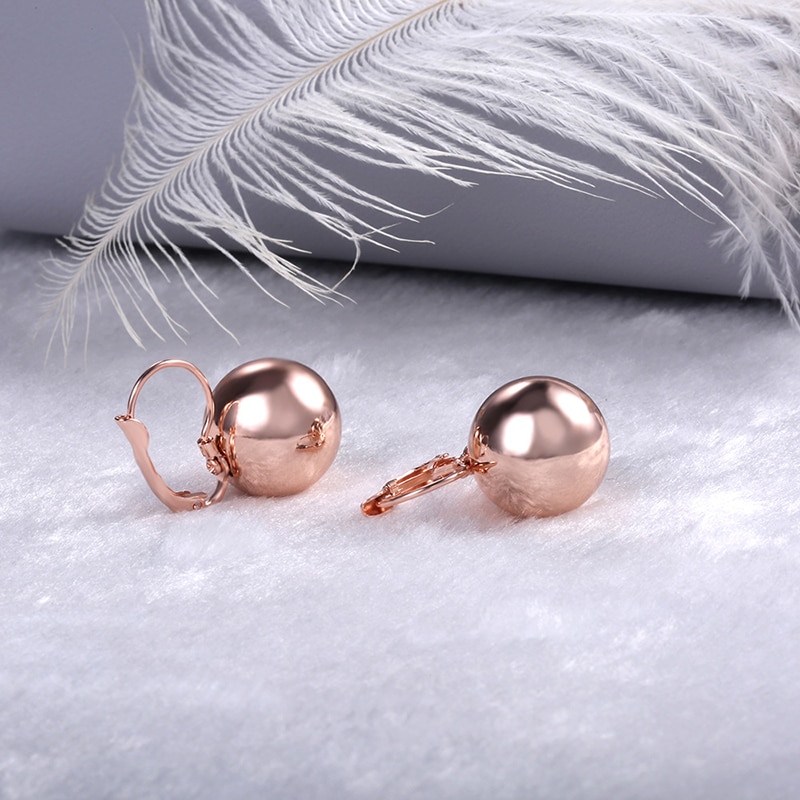 Glad Bal-Vorm Dangle Earring Voor Vrouwen Wit/Gouden/Rosegoud Pandent Oorbel Charmante Vrouwelijke Oor