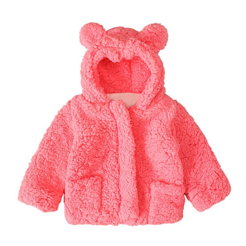 Baby Kleding Kids Warm Winter Coat Thicken Kinderen Baby Boy Meisje Solid Print Lange Mouwen Bovenkleding Kleding Aankomst: Roze / 24M