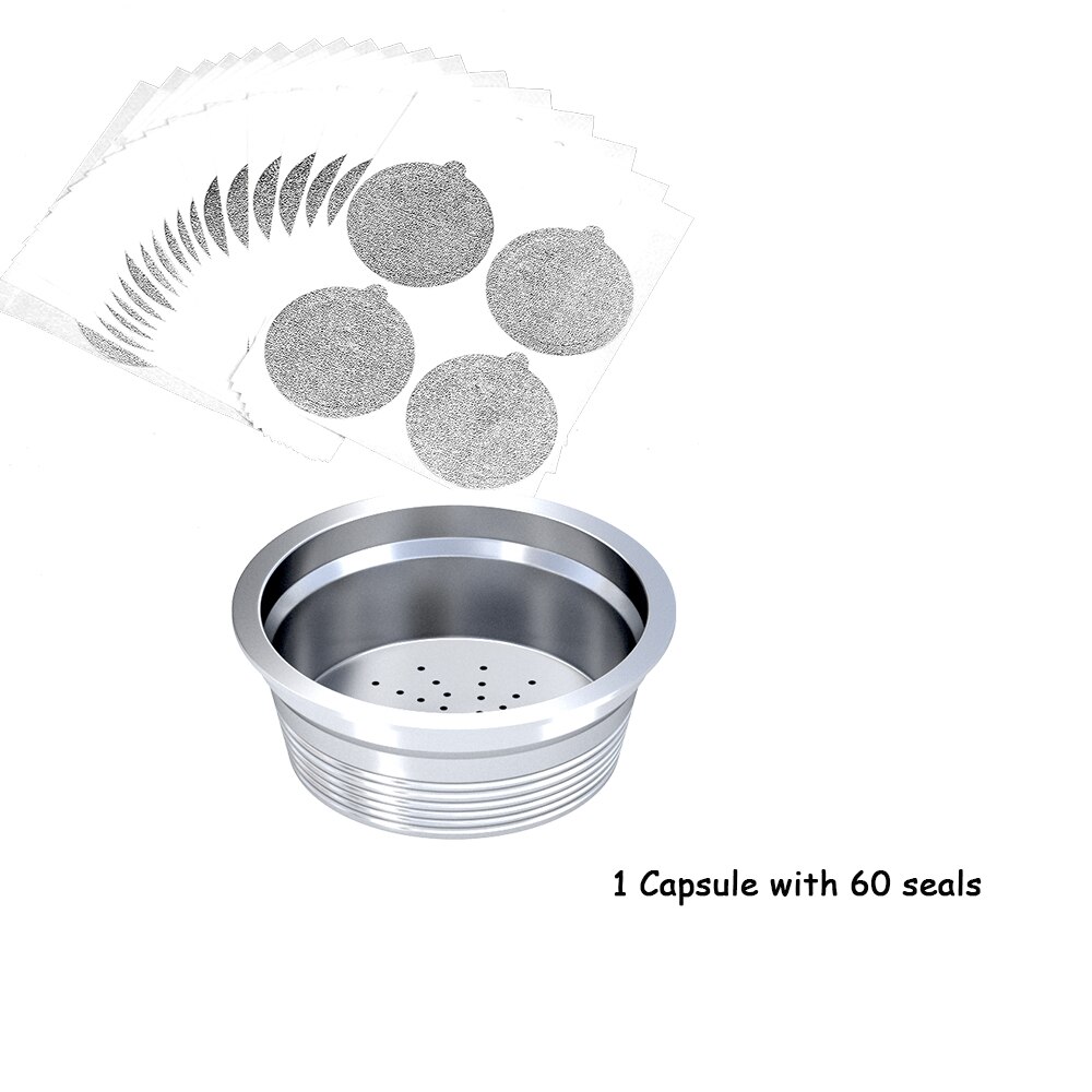 Refillable Reusable Lavazza A Modo Mio Coffee Capsule With Spoon Brush Lavazza Coffee Tamper Filter Pods Cup For Lavazza Filters: 1 Capsule 60 Seals