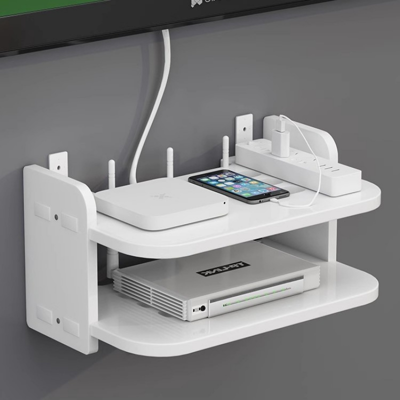 Router storage rack, wall mounted, guest TV set-top box, bedroom WiFi storage box rack, non perforated wall mounted