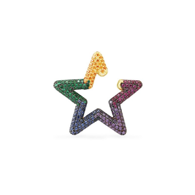 Itenice Rainbow Star Earcuffs Earring Voor Vrouwen Kleurrijke Multi-Hoepel Strass Oor Manchet Romantische Ster Rechthoek Boho Oor Clips: multicolor