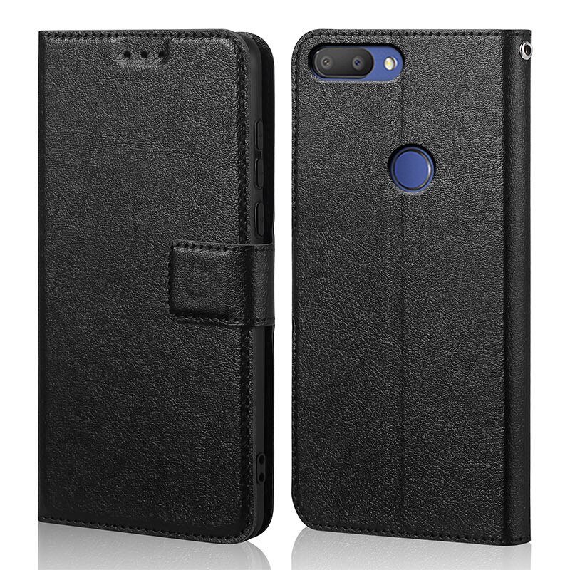 Custodia per Alcatel 1S 2019 custodia Flip PU porta carte di credito in pelle supporto per Alcatel 1S 5024D custodia per telefono custodia protettiva portafoglio borsa Coque: Black