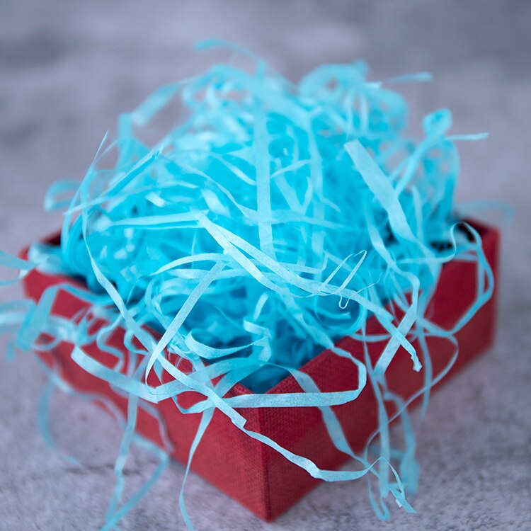 Caja de de confeti de rafia triturada, relleno de caja de embalaje, bricolaje, decoración del hogar para de cumpleaños y boda, varios colores: Azul cielo