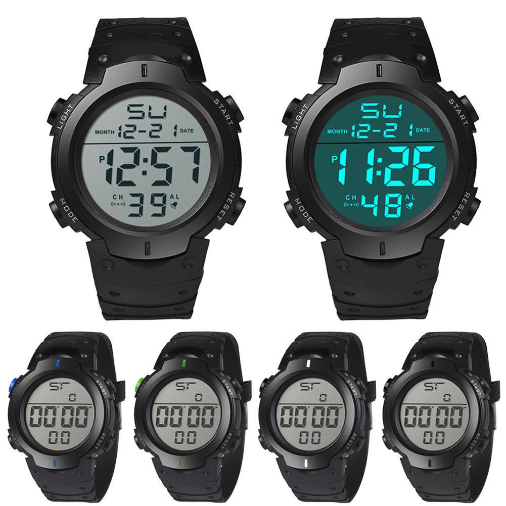 Waterproof Men's Silicone LCD Digital Stopwatch Date Rubber Sport Wrist Watch