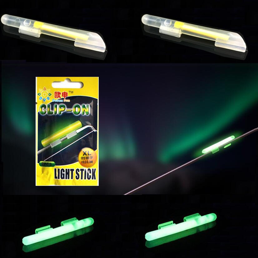 Clip On! 20Pcs(10bags) XL L M Night Fishing Lighting Stick Wand Green chemical glow stick fishing light stick