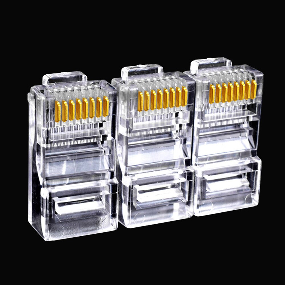 50 pz/lotto Ethernet di rete teste di cristallo spina RJ45 connettori 8pin RJ45 connettore CAT5 CAT5e Cat6 cavo modulare spine presa