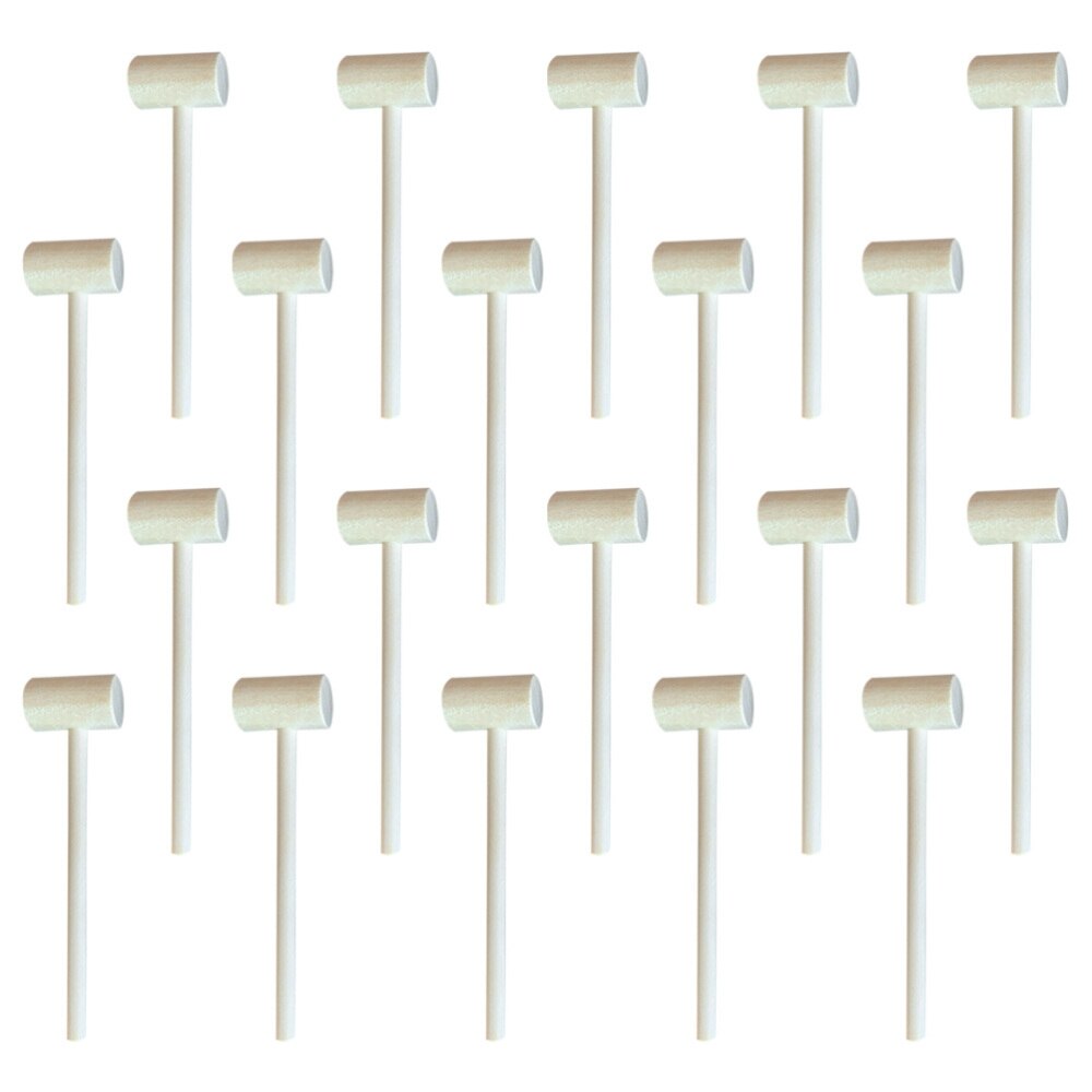20pcs Solid Wood Mini Hammers Hitting Hammer Toys Educational Toy (Oval): As Shown 1