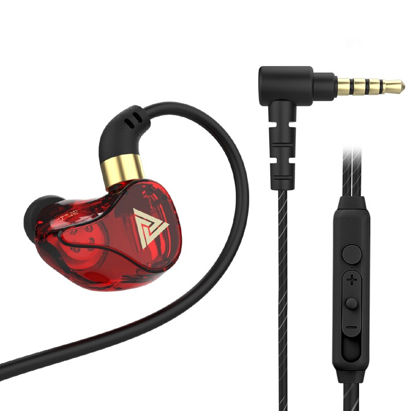 QKZ-Auriculares deportivos SK7 con controlador Dual, dispositivo de audio HD con conector de 3,5mm, micrófono, música, 3,5mm: Red With Mic