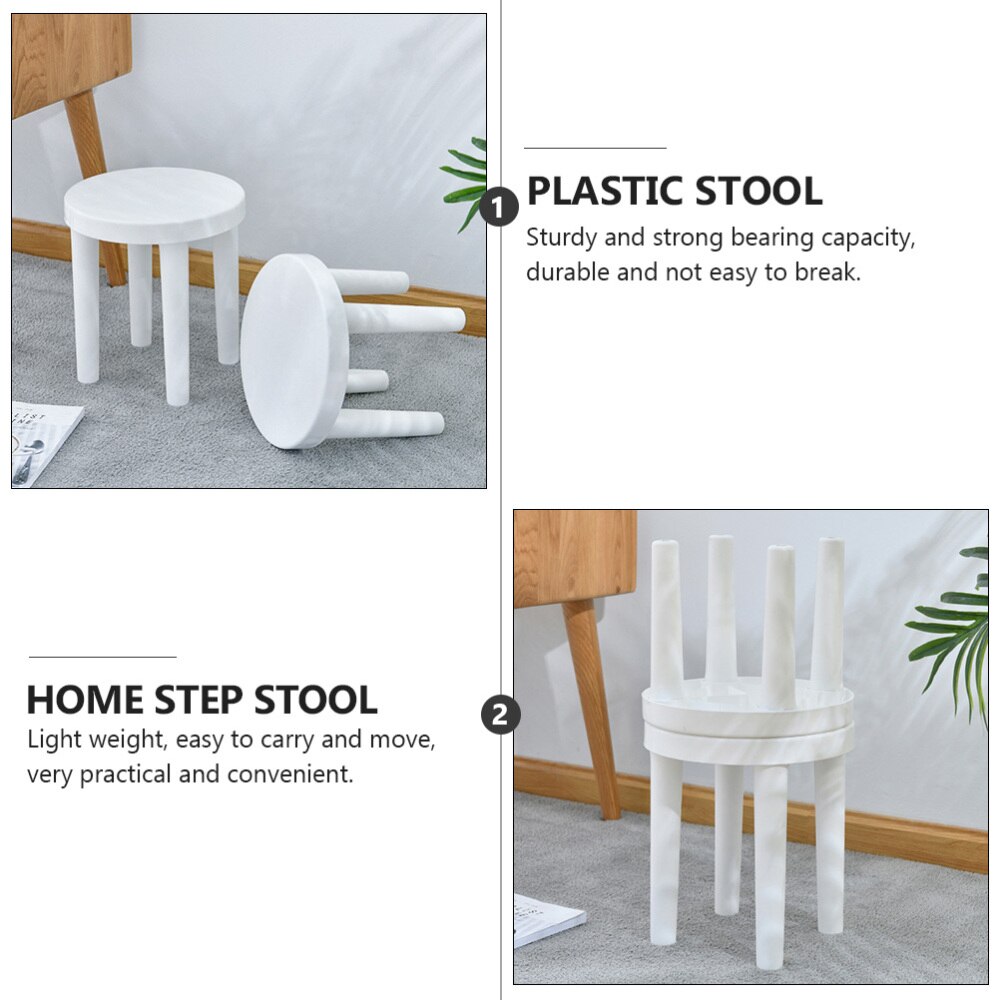 1pc plast liten låg pall badrum antislip rund pall (vit)