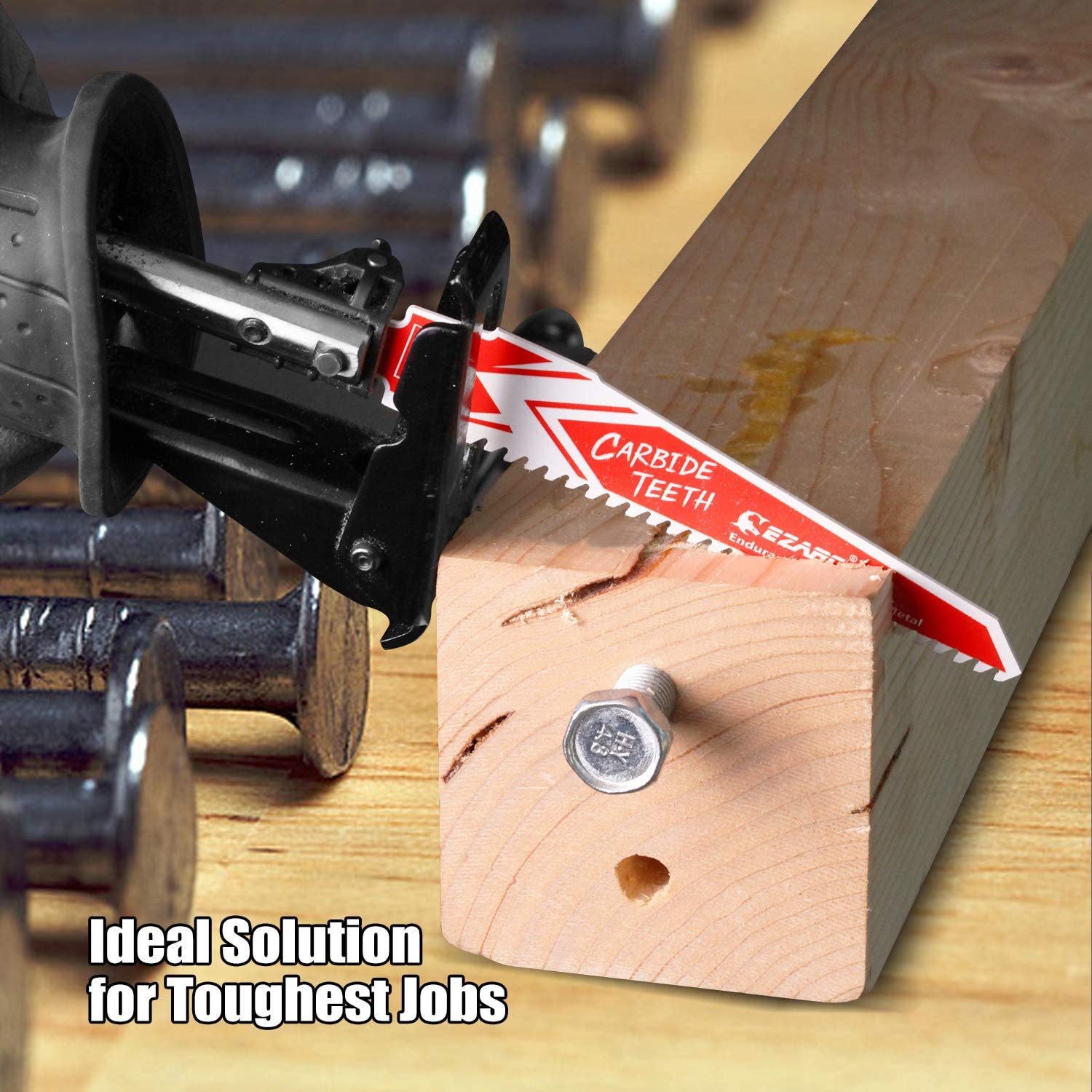 EZARC 3Pc Hartmetall Kolben Sägeblatt Ausdauer für Harte Holz und Metall Abriss R656HM 150mm/6 “6TPI, r956HM 225mm/9” 6TPI