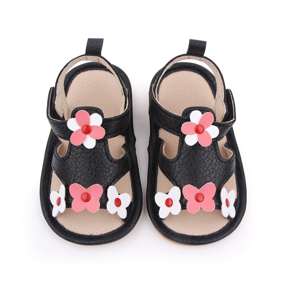 Mode Baby Meisje Sandales Pasgeboren Zomer Schoenen Peuter Prinses Rubberen Zool Bloemen Flats Voor 1 Jaar Baby Lederen Sandalen