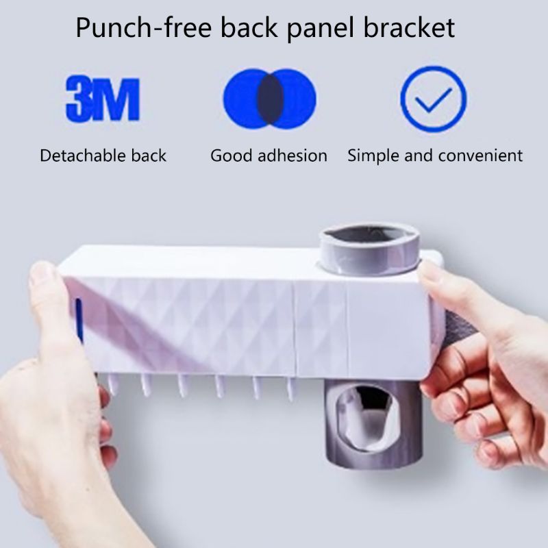 UV Toothbrush Sterilizer Holder Family Wall Mount Automatic Toothpaste Dispenser Q0KD
