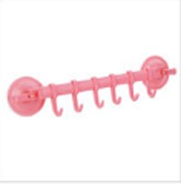 Badrum köksverktyg justerbart krokställ dubbel sugkopp handduksställ hängande hyllor krokhållare lås typ sugkrok: Rosa