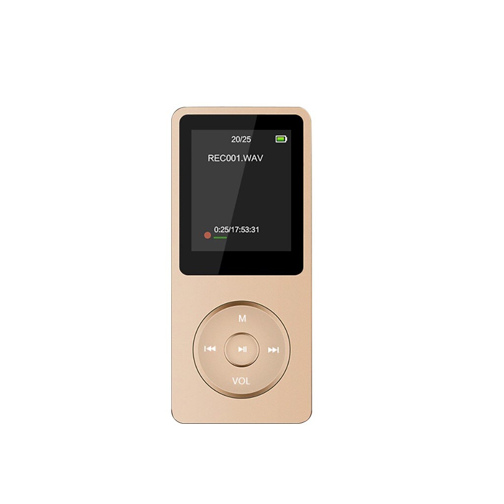 Mini Playback MP3 Lossless Sound Music Player FM Recorder TF Card 80 Hours Sport Music Speakers non-slip Video Movie Speaker: Gold