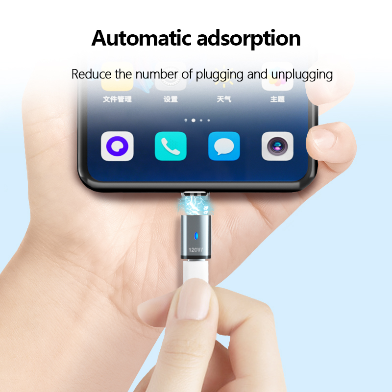Magnetischer USB-C-Adapter, 120 W, schnelles Aufladen, 480 MB, Magnetkonverter für iPad, MacBook Pro, Oberfläche 7, Huawei, MI, OPPO-Schalteranschluss