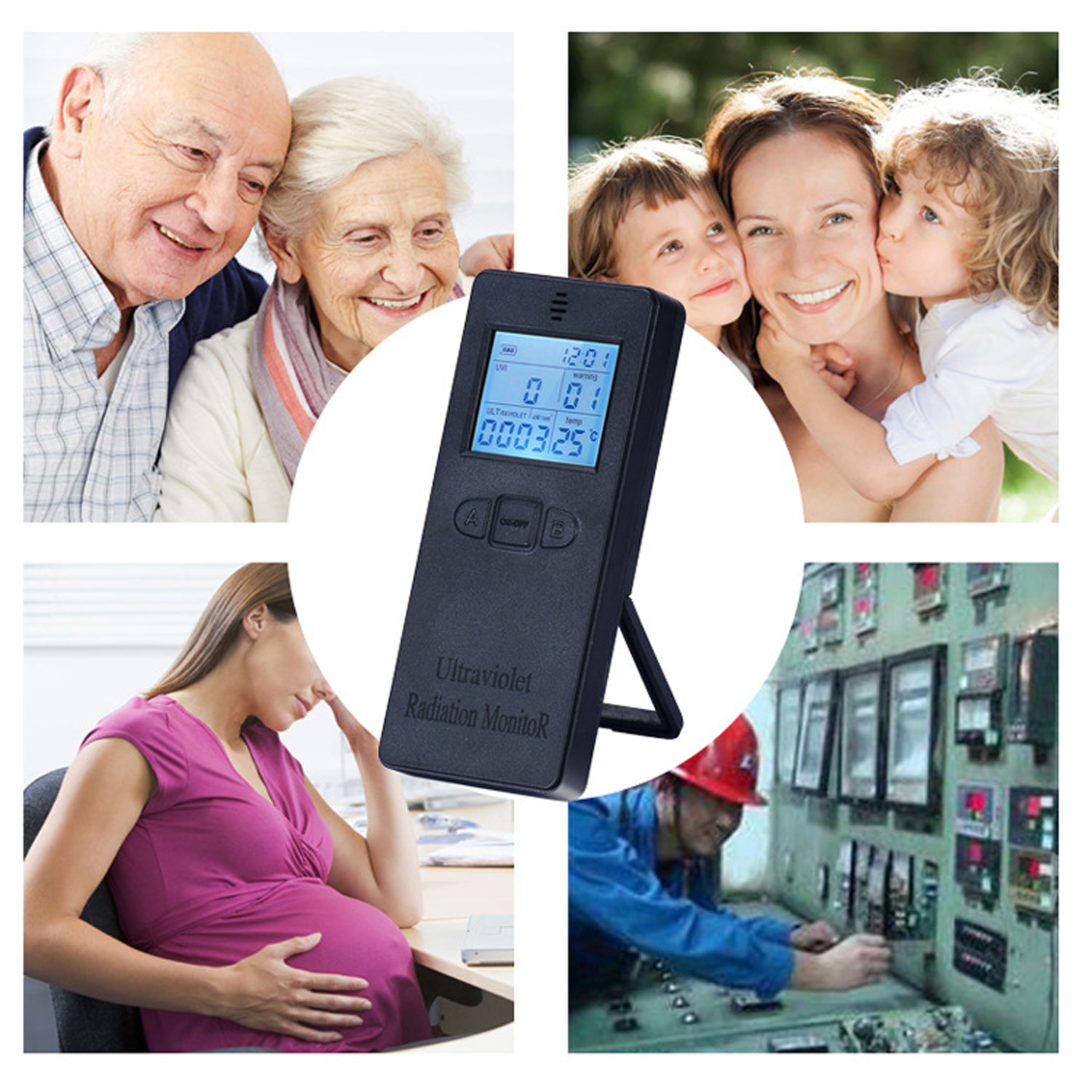 Bærbar digital uv ultraviolet strålingsdetektor uv uvi meter radiometer tester med tider og temperatur display radiometer