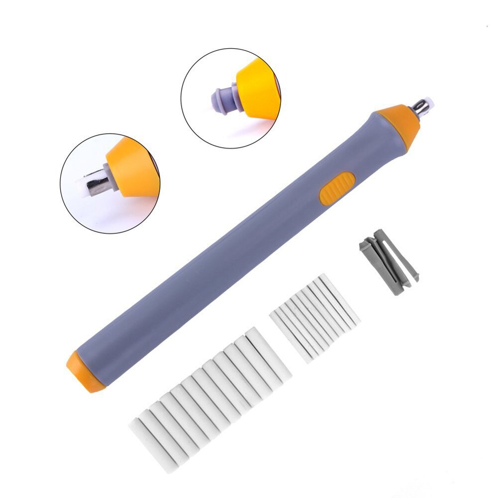 Electric Eraser Kit Automatic Pencil Eraser with 22pcs Additional Replaceable Rubbers Electric Eraser School Supplies H-best: Gray