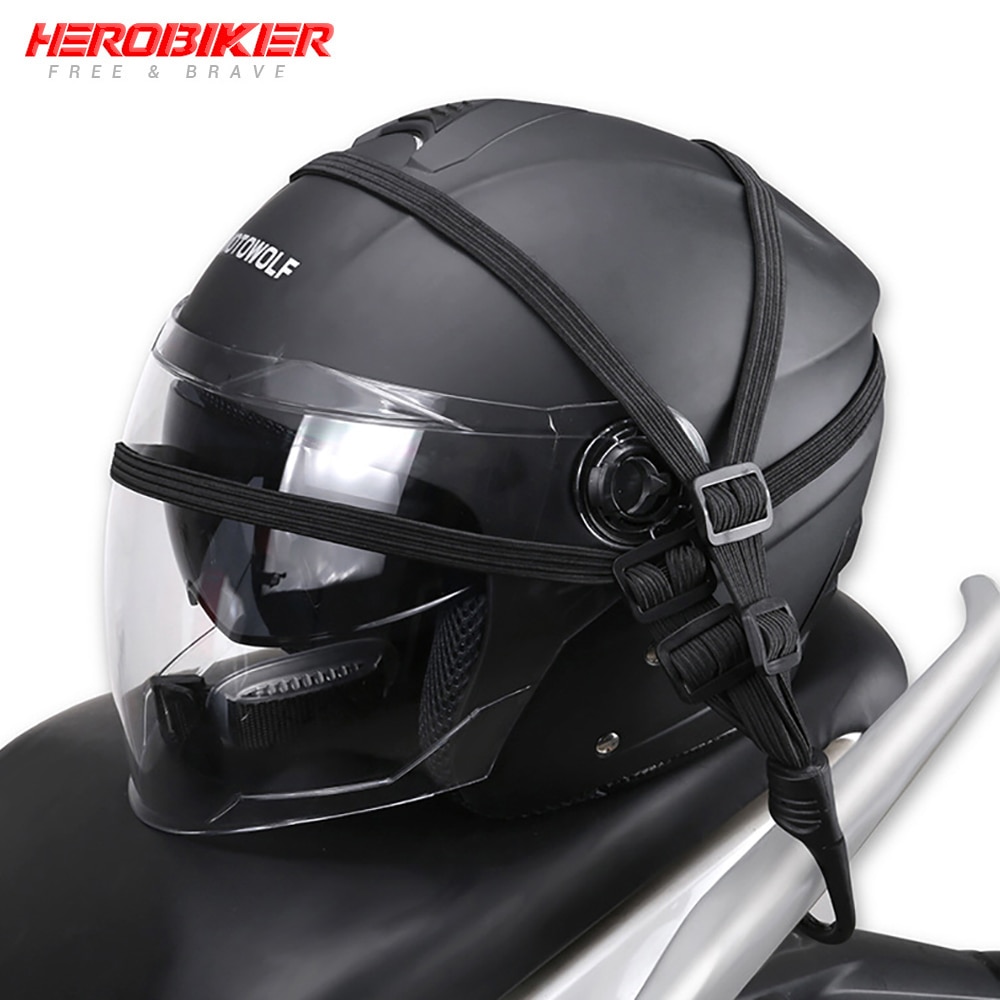 Herobiker Motorfiets Bagage Netto Touw Moto Helm Netto Houder Bagage Touw Elastische Bagagenet Haken Bandage Motorfiets Accessoires