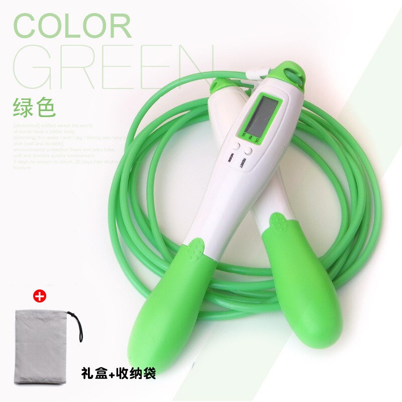 Corde à sauter compte adulte Fitness perdre du poids hommes et femmes jeunes étudiants enfants tiao shen le Test académique pour le Junior Hi: Electronic Counting  Wire Rope  Green  Gift Box Packaging  Collection and Storage Bag