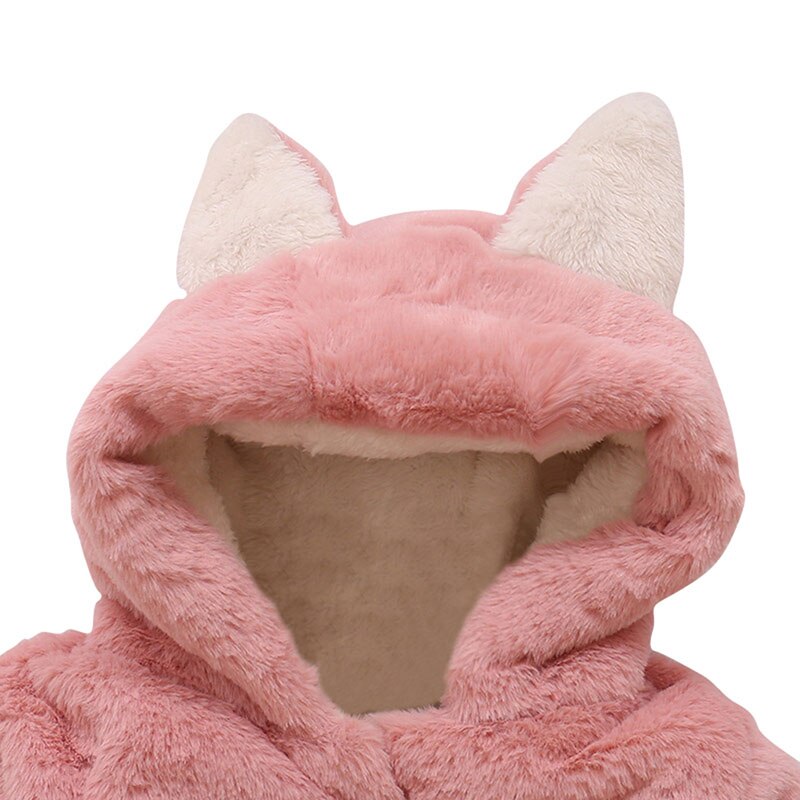Baby Girl Hoodie Coats Winter Children Kids Warm Cotton Blend Clothes Cute Ears Infant Toddler Jacket Outerwear Clothing 0-3T