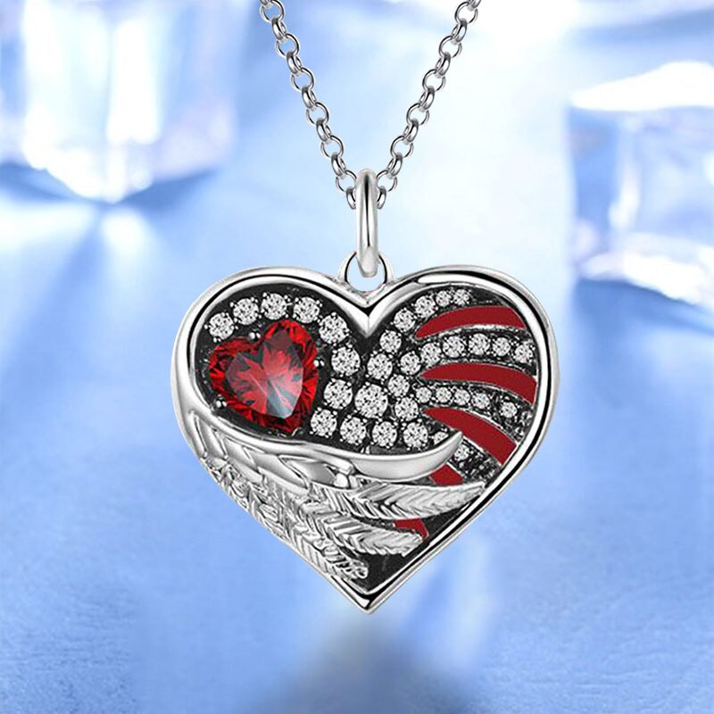 Collar de corazón para mujer, colgante de alas de Ángel, joyería exquisita, de personalidad, un solo producto, de vacaciones para el día conmemorativo