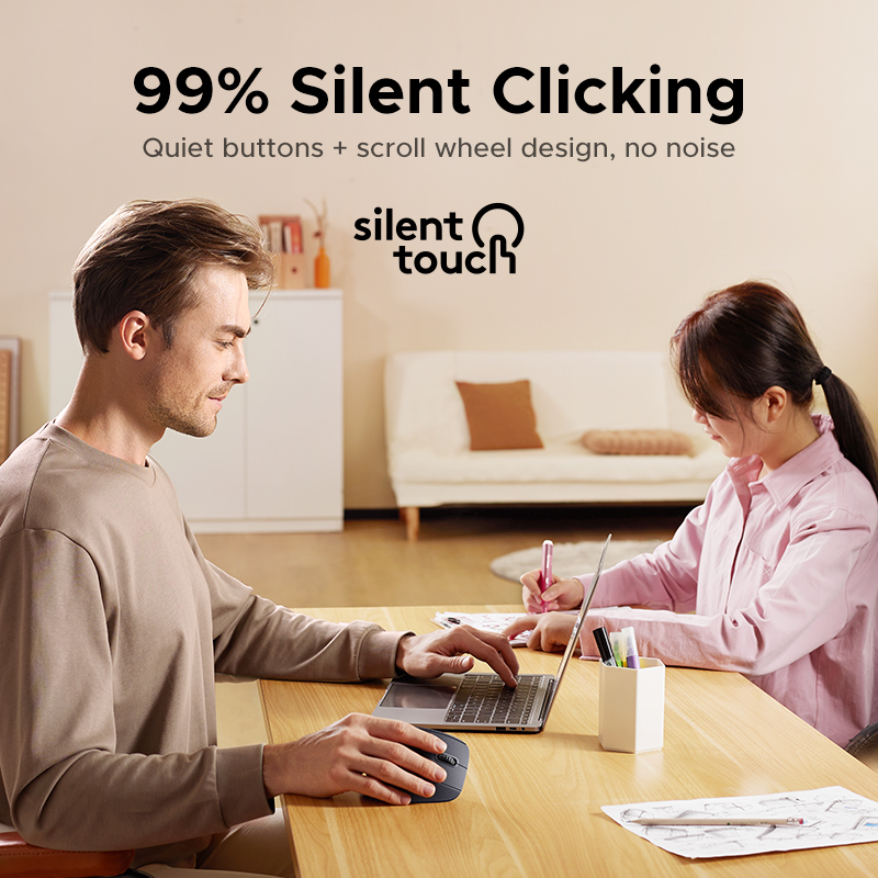 UGREEN Vertical Wireless Mouse 2.4G Ergonomic 4000DPI 6 Mute Buttons for MacBook Tablet Laptops Computer PC Mice Black Pink