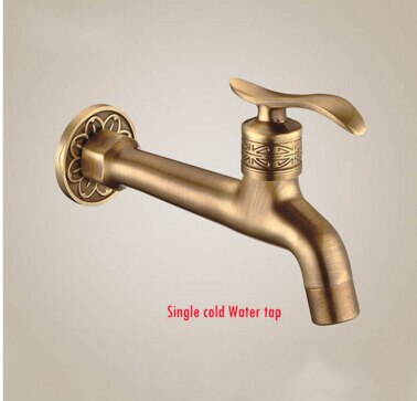 Long Antique brass decorative garden faucets single cold bibcocks washing machine tap outdoor faucet