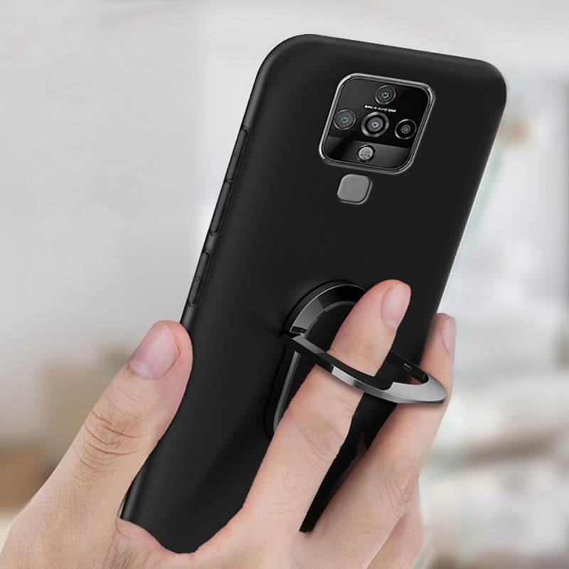 Tecno camon 16 Profi hülle, 6.8 zoll, schwarzer fingerring, 360 grad drehbar, weiche silikonhülle für tecno camon 16