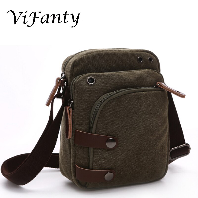 Kleine Vintage Canvas Reizen Purse Mini Schoudertassen Messenger Crossbody Handtas: Army Green