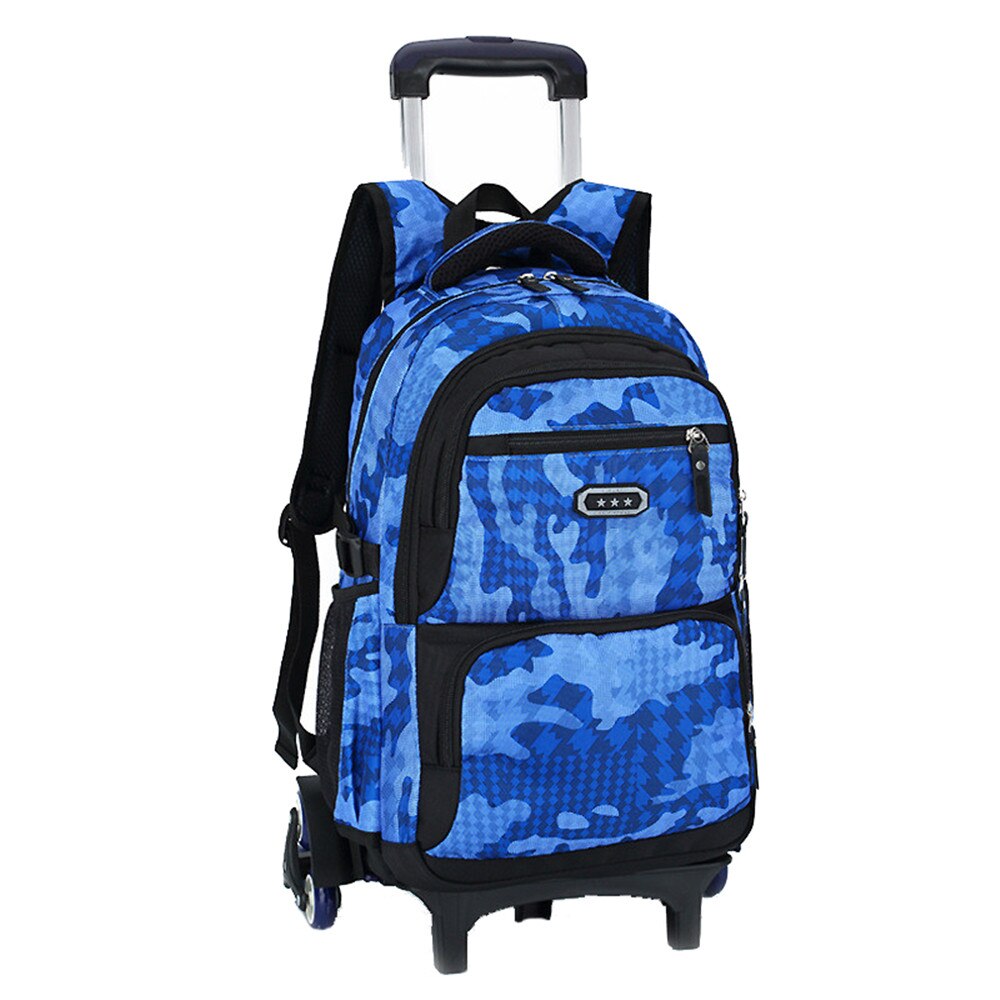 Bambini carrello Scuola Zaino 2/6 Ruote Moda Ruote Sacchetto di Scuola per Le Ragazze Dei Ragazzi Staccabile per bambini zaini mochilas: blu 6 wheels