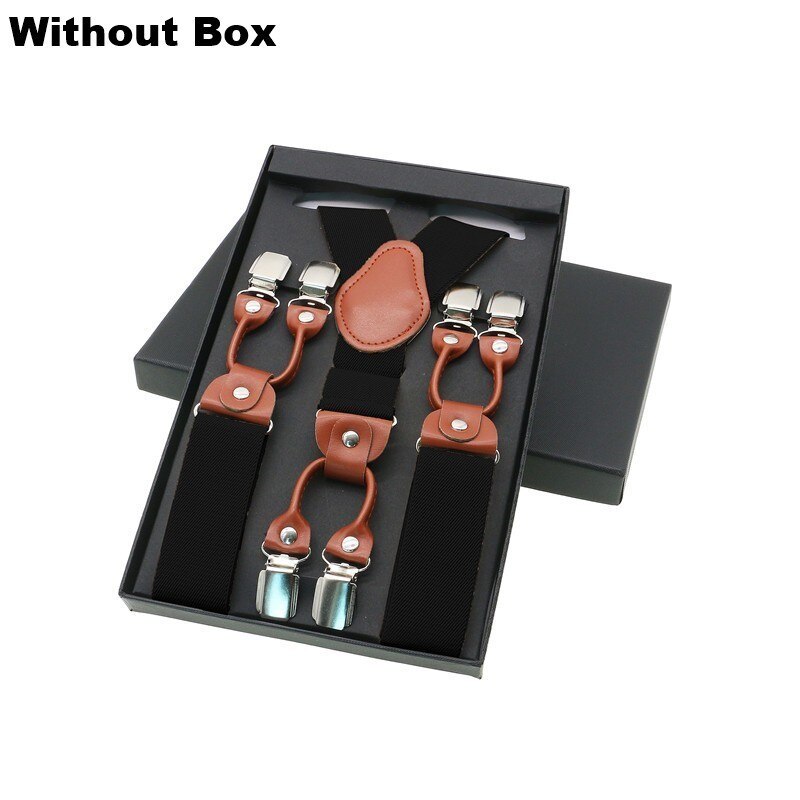 Tirantes de 6 clips para hombre, tirantes Unisex informales a la , tirantes elegantes para camisa de cuero marrón, correa ajustable para cinturón, para papá