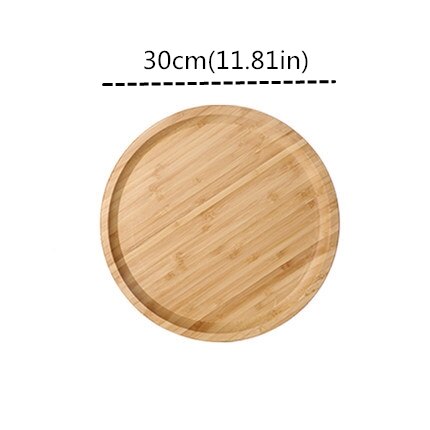 Wooden Flat Dishes tableware Japanese snack foods round Dinner Trays Food container Kitchen utensils Sushi Fruit Plates Party: 30cm