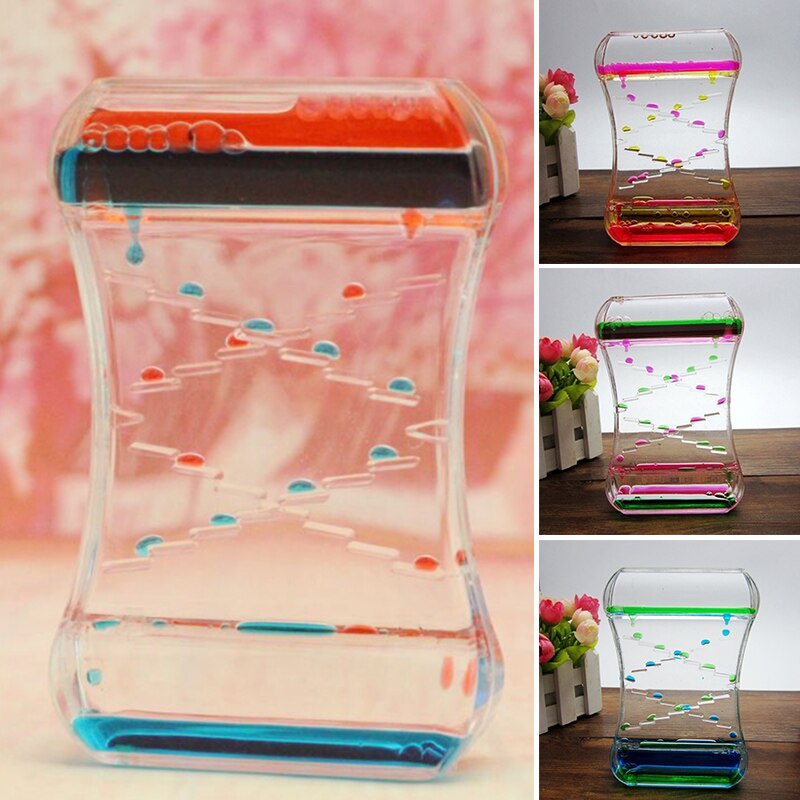 Dynamic Liquid Hour-glass Decompression Toy with 2 Color Flowing Oil Ornament for Killing Time Stress Relief GHS99