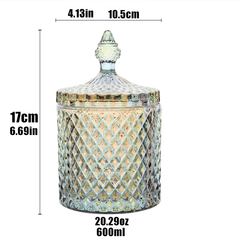 Color Crystal Glass Storage Jar Lids 600ML Candy Jar Glass Transparent Container Cookie Cotton Swab Box Cotton Household Storage: 7
