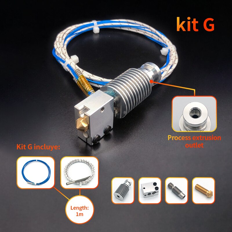 1/Set MK8 Extruder End Kit For Ender 3 CR10 Printer 1.75mm 0.4mm Nozzle Aluminum Heating Block For 3D Printer Parts: 24V / Kit G