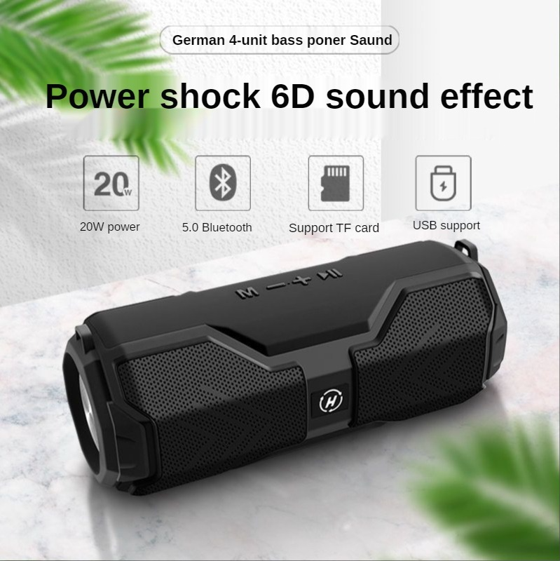 Outdoor Draadloze Bluetooth Speaker Tf Card Fm Radio 20W Subwoofer Draagbare Luidsprekers Met Subwoofer Bass Audio Video Consument