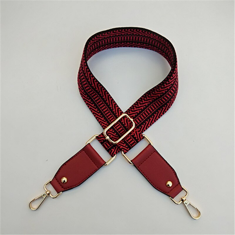 Nylon Tasriemen - 3.8x120cm - Gestreift - Verstellbarer Crossbody Ersatzgurt - Damen Taschen Zubehör: Burgundy