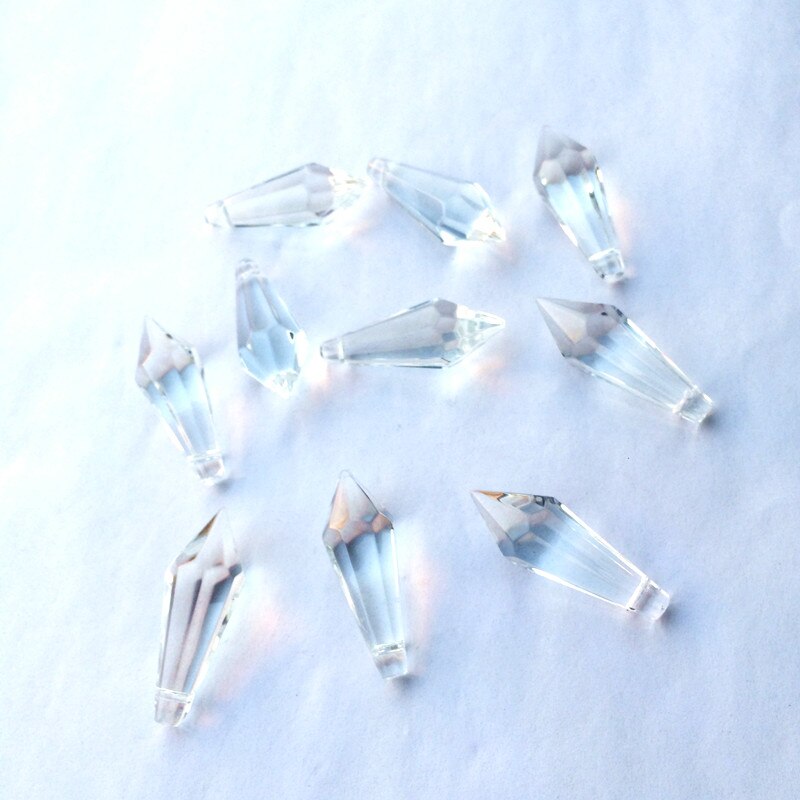 10 stk/parti 37mm klare lysekrone tilbehør glass krystaller glass lampe prismer deler u-istapel dråper hengende anheng+frie ringer