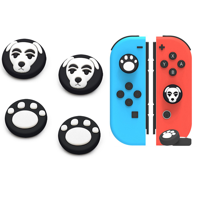 Animal Crossing Thumb Grip Stick Caps For Nintendo Switch/Lite Joystick Cover Cute Black Green Joycon Button Cases Accessories: Black